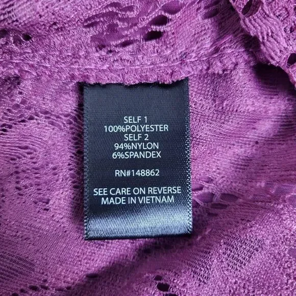 Torrid Womens Babydoll Tiered Top Purple 4x Lace Embroidered Long Sleeve Flowy - Picture 5 of 7